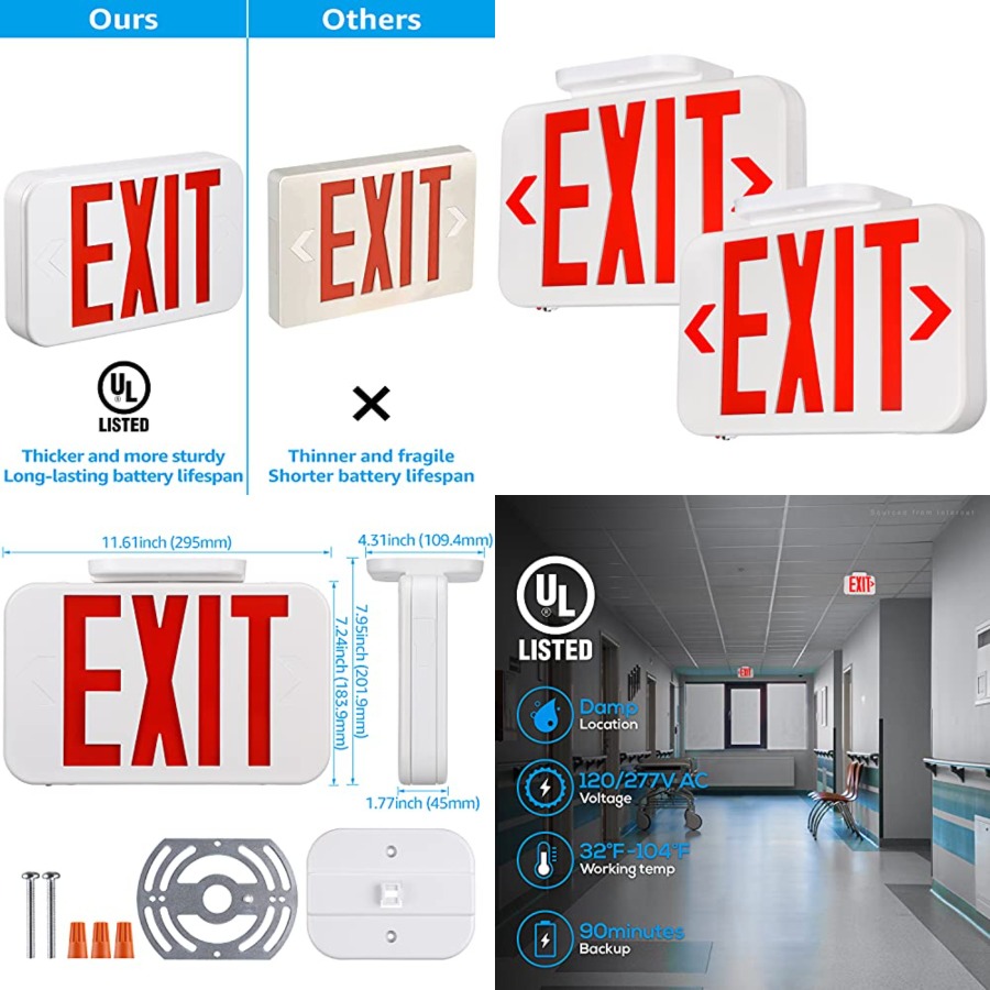 Sinal de Saída LED, Luz de Eme - Emergency Exit Sign avaliação e preço